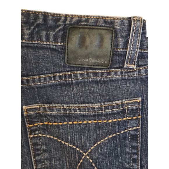 Calvin Klein Jeans Womens Size 8 Dark Wash Flare Leg Stretch Denim Blue Jeans - Picture 5 of 7